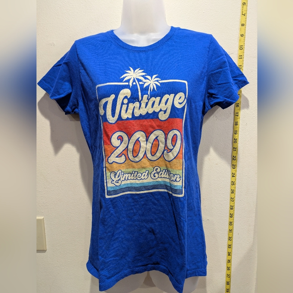 Port Company Women's Blue Graphic Tee - Vintage 2009 Limited Edition Size Small